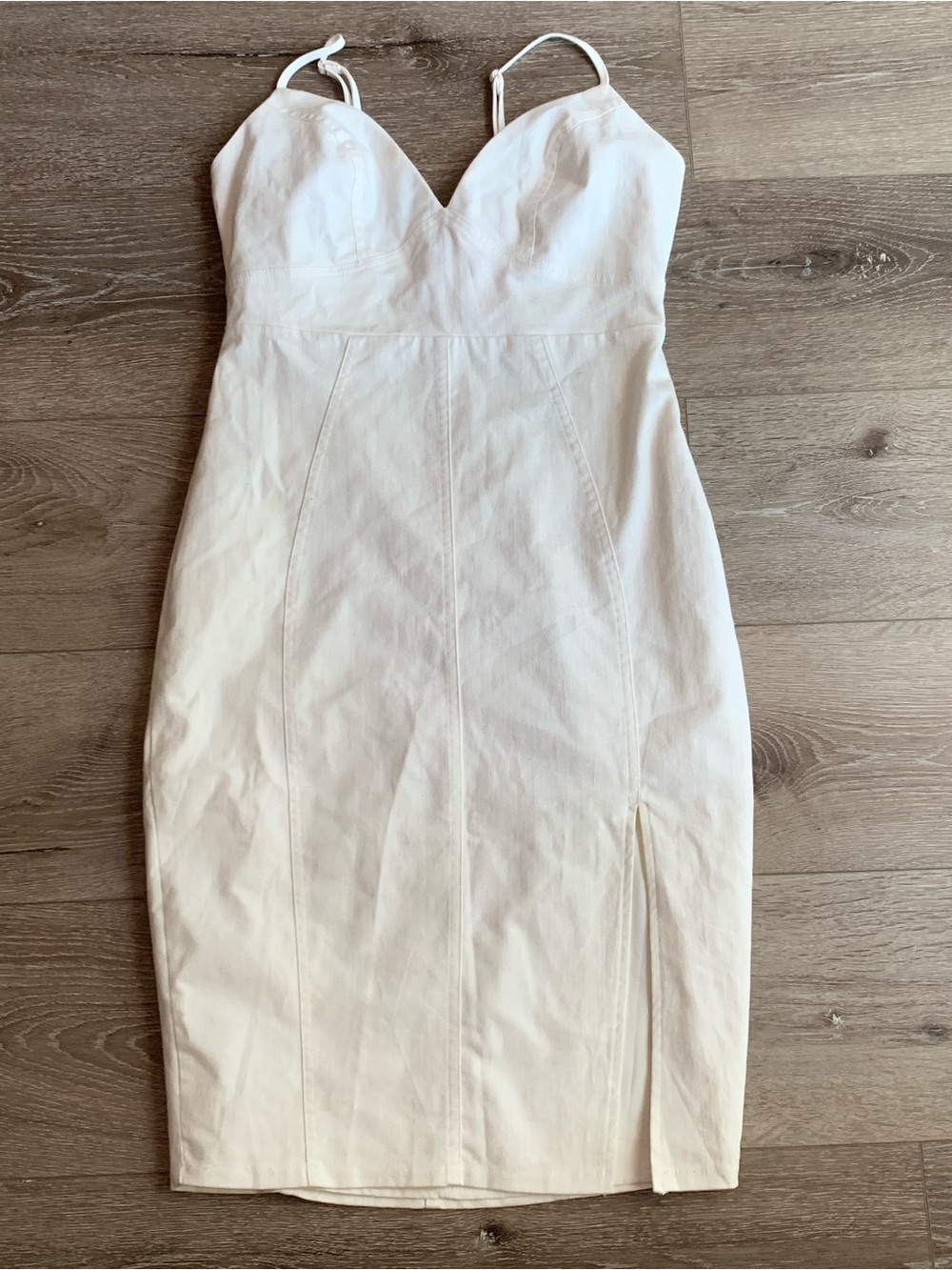Lina Cotton Solid White MIDI Dress Size Small NWT